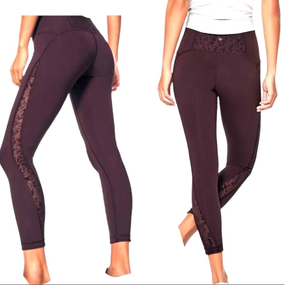 lululemon athletica High-Waist Lace-Panel Leggings in Plum
